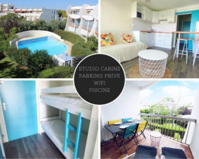 Charmant studio en bord de mer, piscine, parking privé, wifi